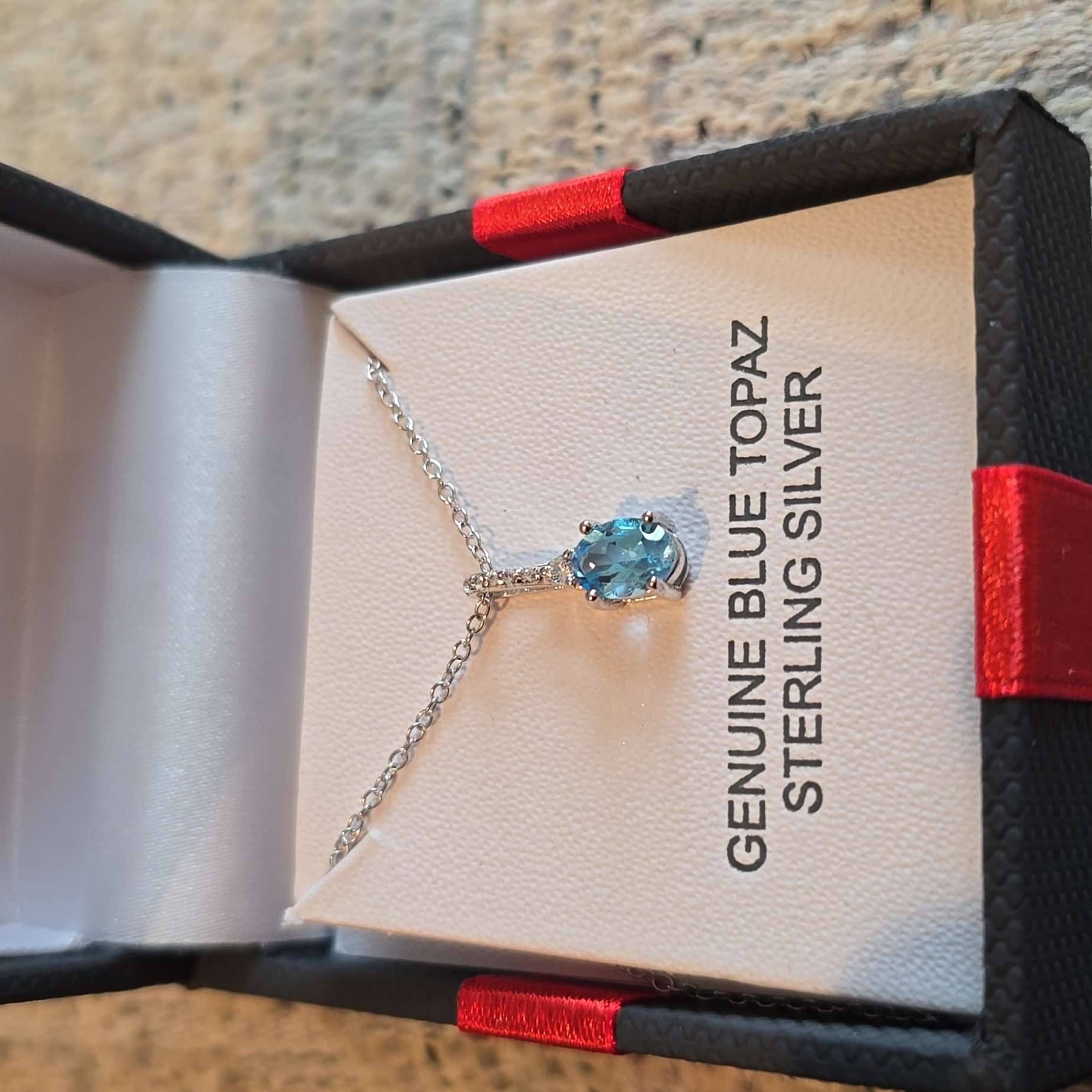 Jcp Genuine Blue Topaz Sterling Silver Necklace Pendant 50$